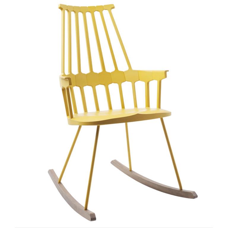 schommelstoel,gele schommelstoel,design schommelstoel,kartell comback schommelstoel