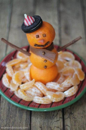 kerstdiner school,fruit gerecht kerstdiner kinderen,mandarijnen sneeuwpop