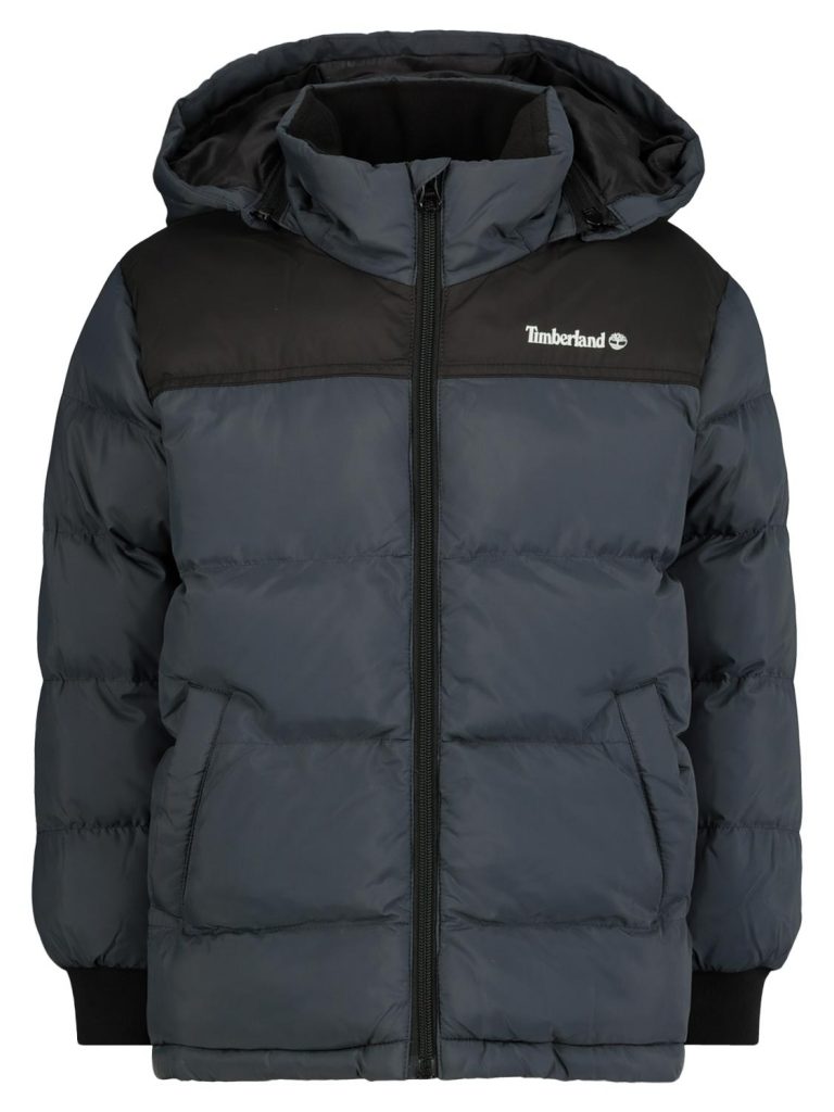 warme jongens winterjas timberland met capuchon,zwarte winterjas jongen