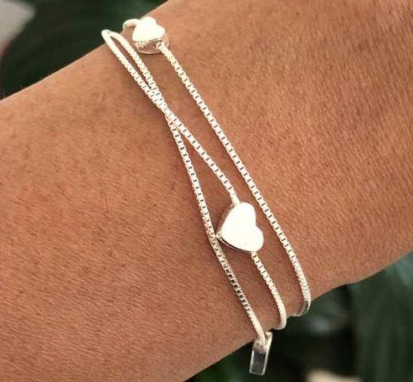 zilveren armband met hartjes,cadeau vrouw,cadeau moeder kerst,cadeau vrouw valentijnsdag,cadeau moederdag