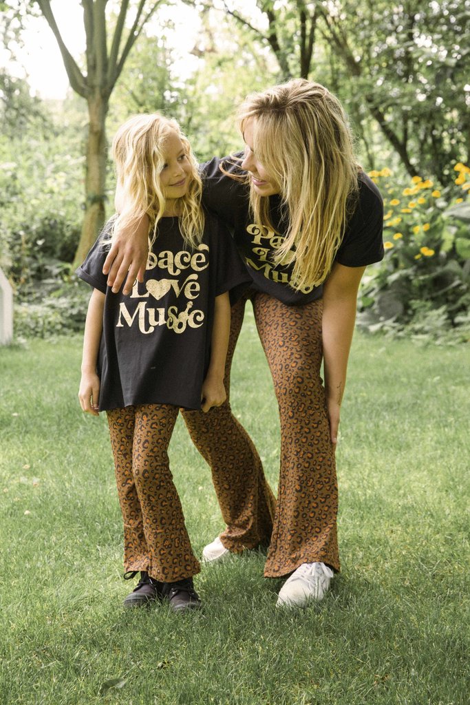 ammehoela twinning kleding,moeder dochter kleding,matchende leggings,flared legging panterprint