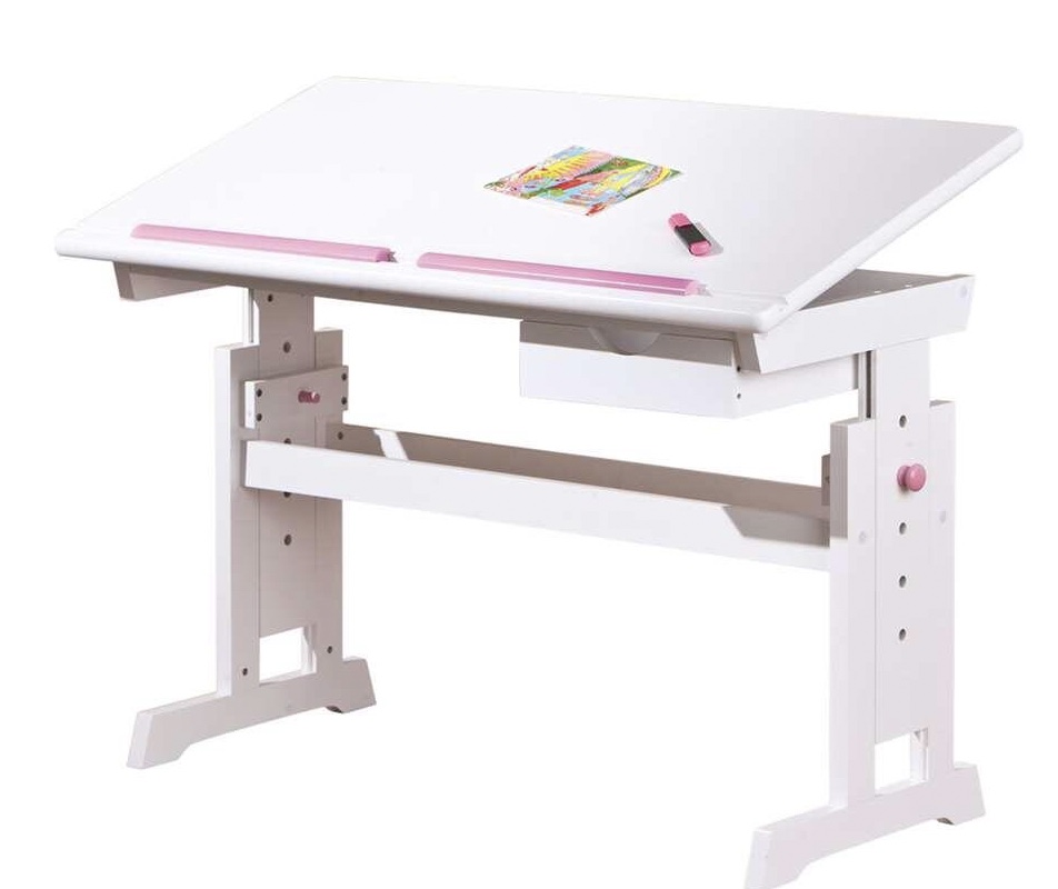 verstelbaar kinderbureau,tekentafel kind,kinder tekentafel,wit bureau meisje jongen,wit met roze bureau