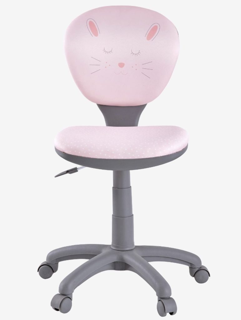 kinder bureaustoel roze met konijnen opdruk,bureaustoel kind met wielen